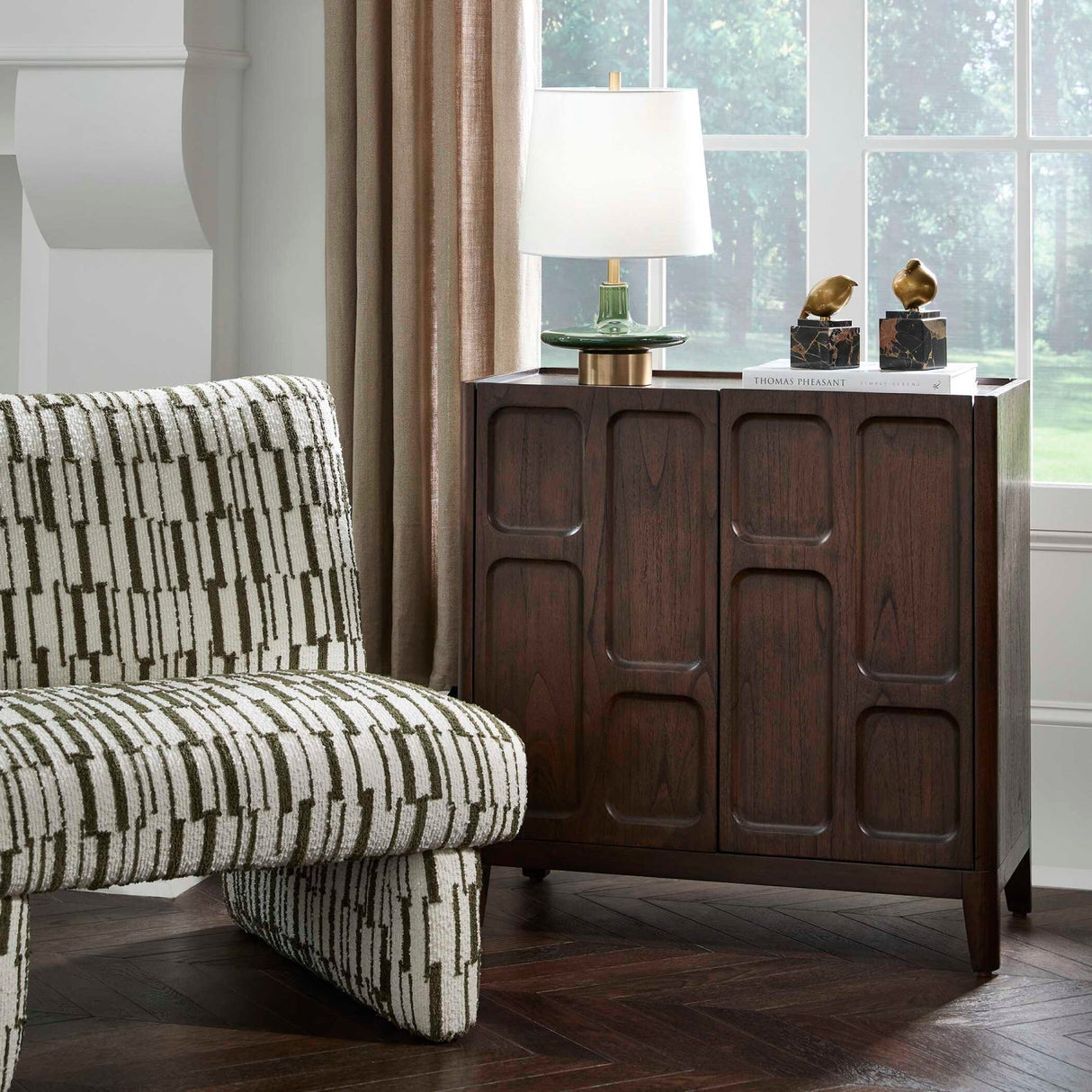Modern European furniture - Mahogany Wood 2-Door Cabinet - www.oroa.com