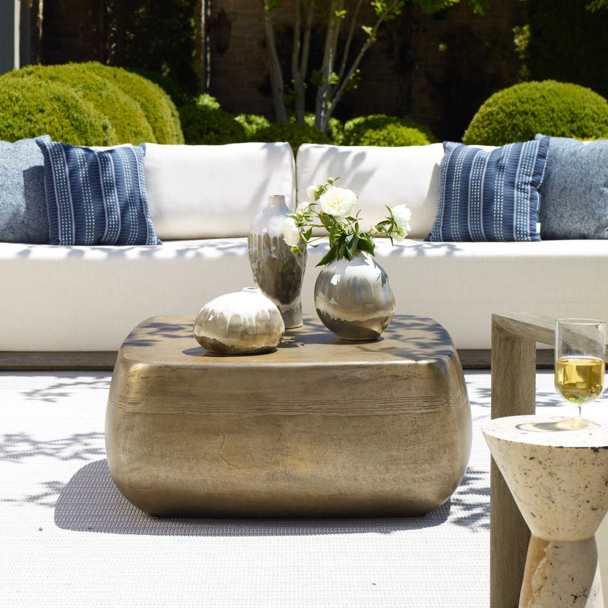 Modern European furniture - Aged Brass Indoor/Outdoor Coffee Table - www.oroa.com