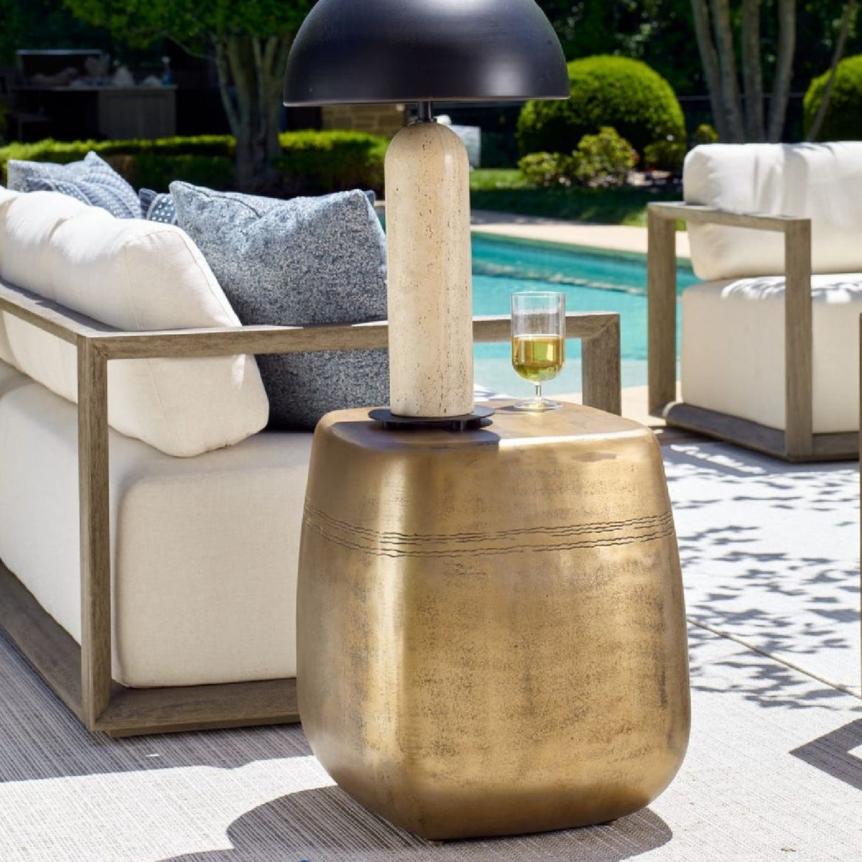 Modern European furniture - Aged Brass Indoor/Outdoor Side Table - www.oroa.com