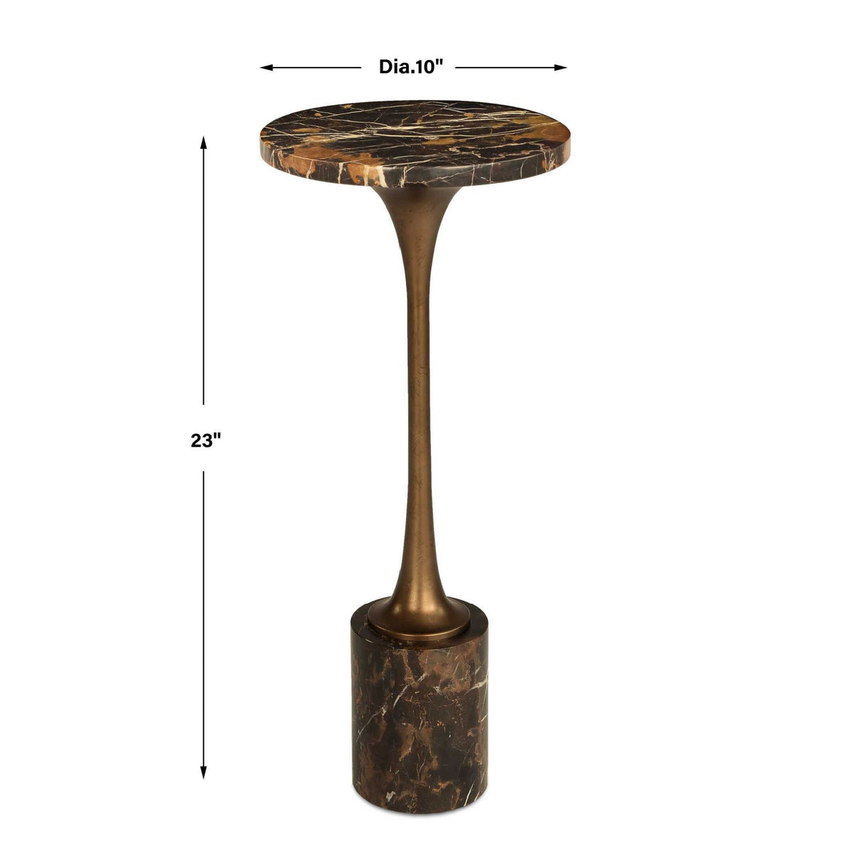 Black Marble Pedestal Drink Table by Uttermost Karnes, alternate view 6