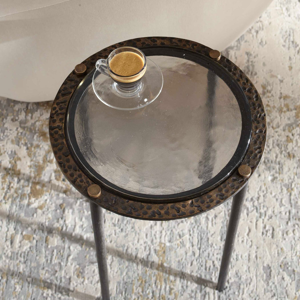 Textured Cast Glass Accent Table by Uttermost Kennington, alternate view 6
