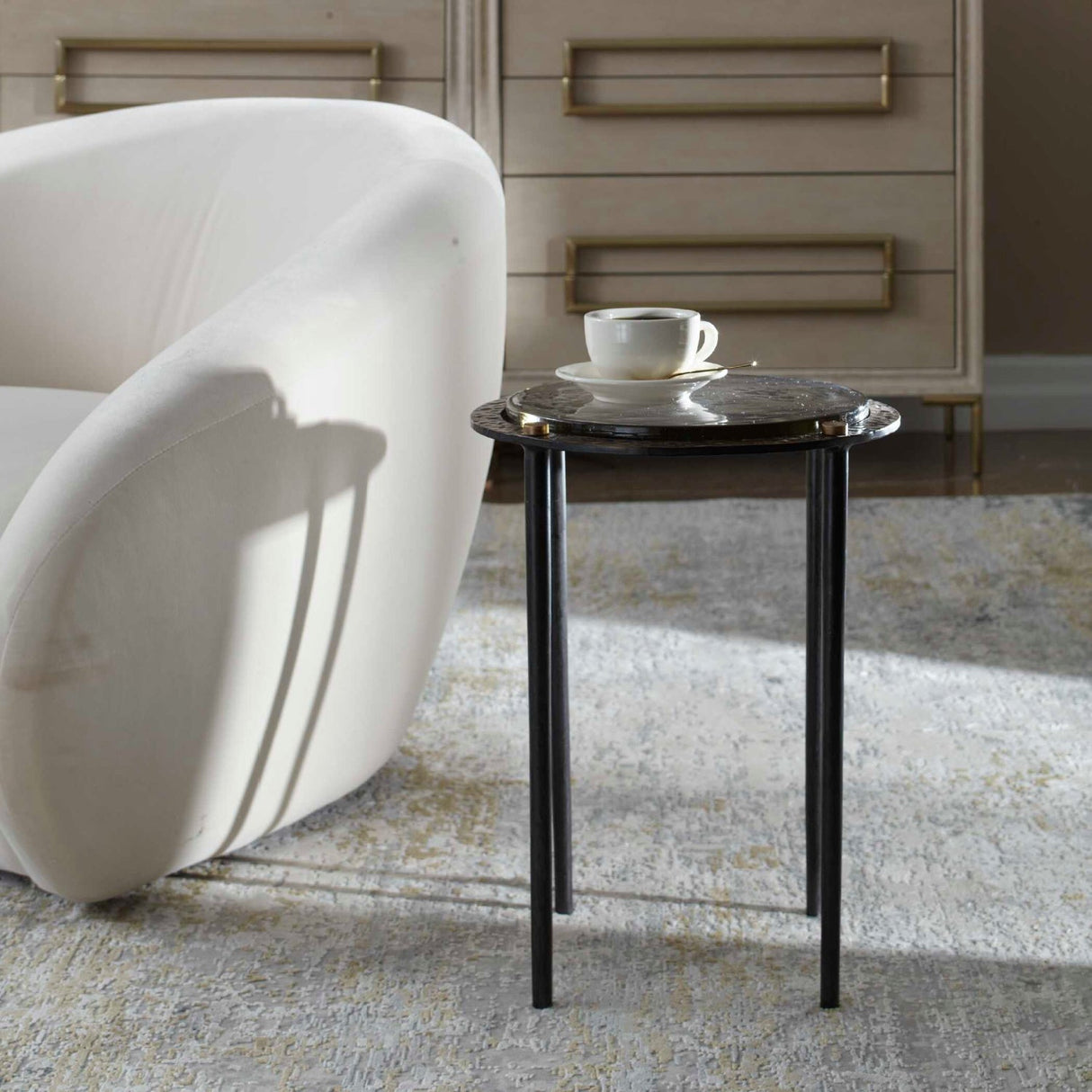 Textured Cast Glass Accent Table by Uttermost Kennington, alternate view 7