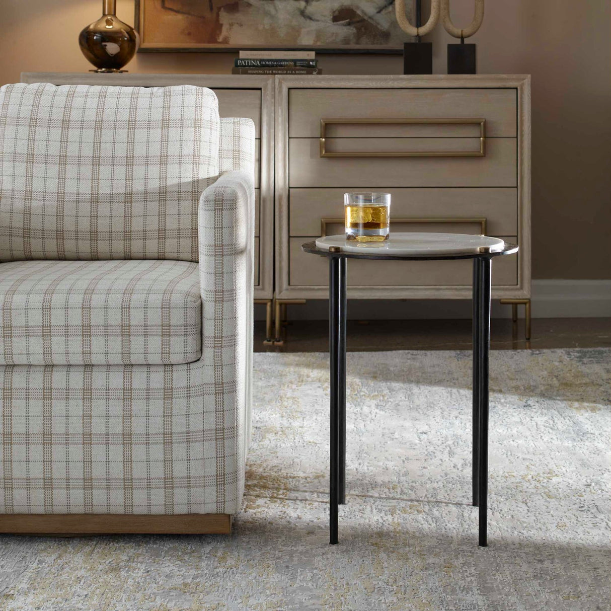 Gray Marble Accent Table by Uttermost Wren, alternate view 2
