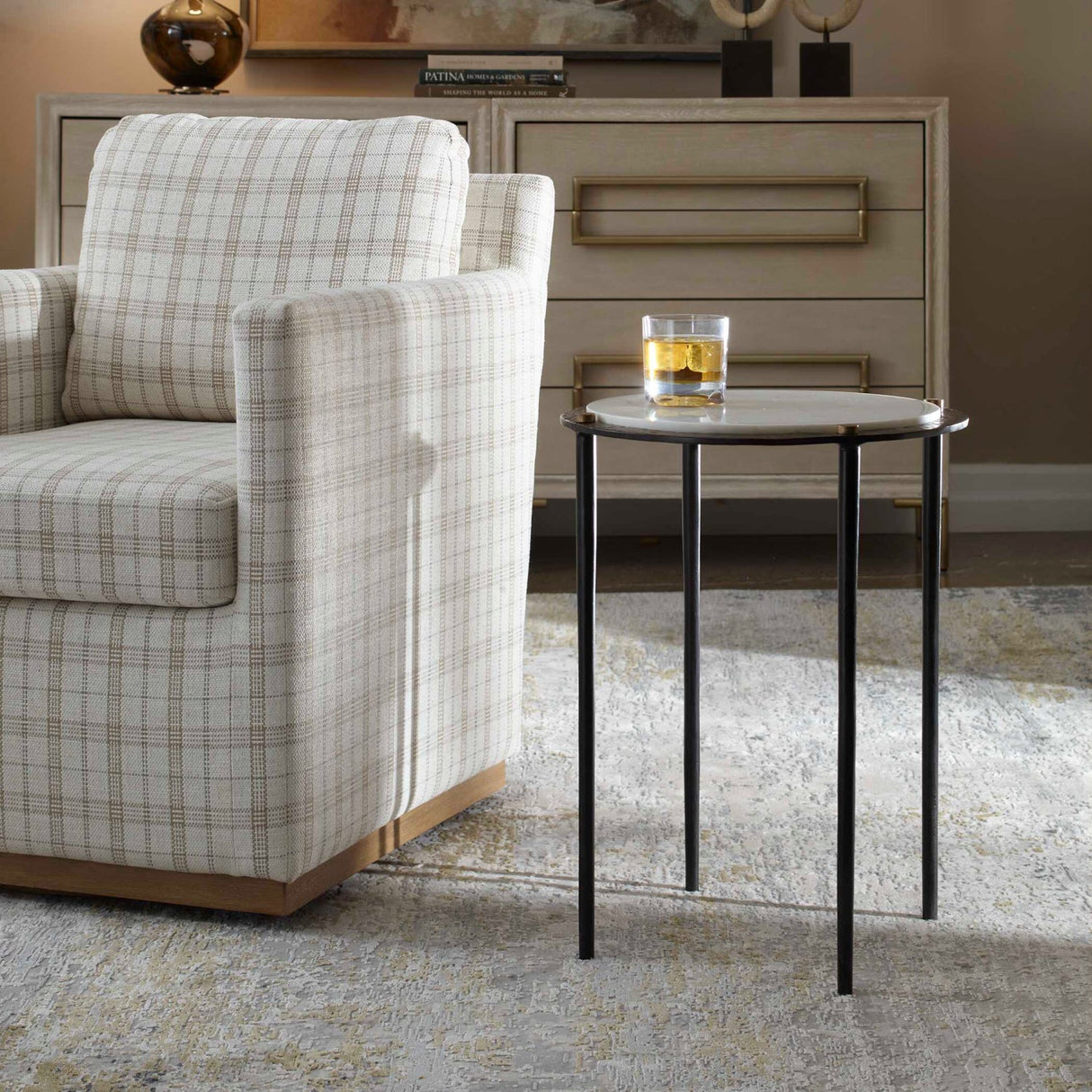Gray Marble Accent Table by Uttermost Wren, alternate view 7