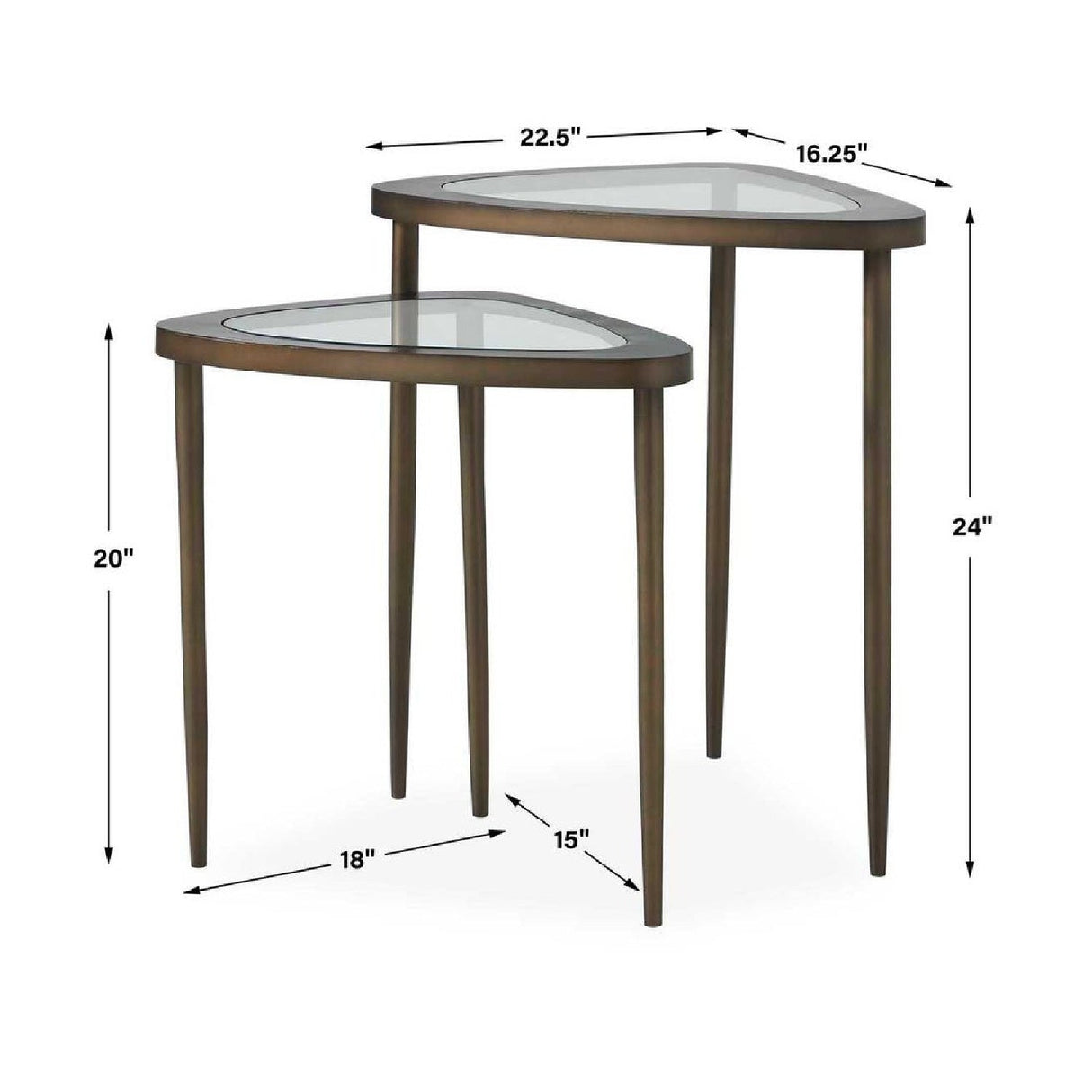 Triangular Glass Nesting Accent Tables (2) by Uttermost Millar, alternate view 4