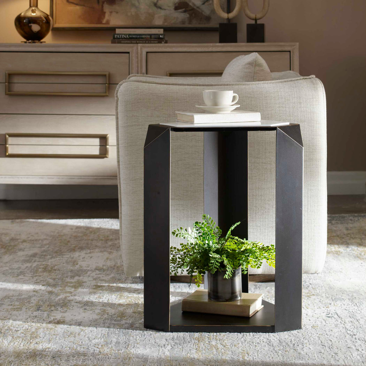 Faceted Dark Bronze Accent Table by Uttermost Keenan, alternate view 2