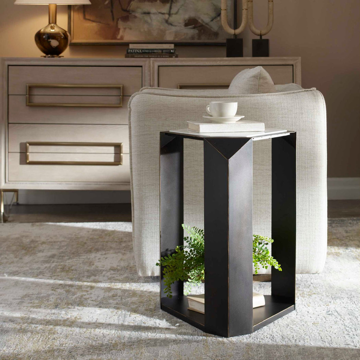 Faceted Dark Bronze Accent Table by Uttermost Keenan, alternate view 7