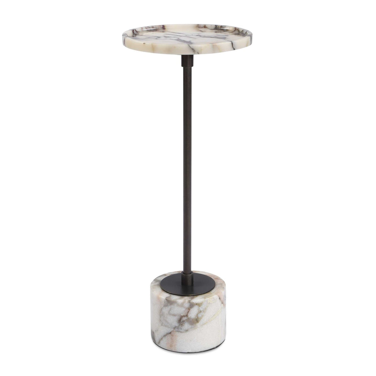 White Marble Round Drink Table by Uttermost Brunson