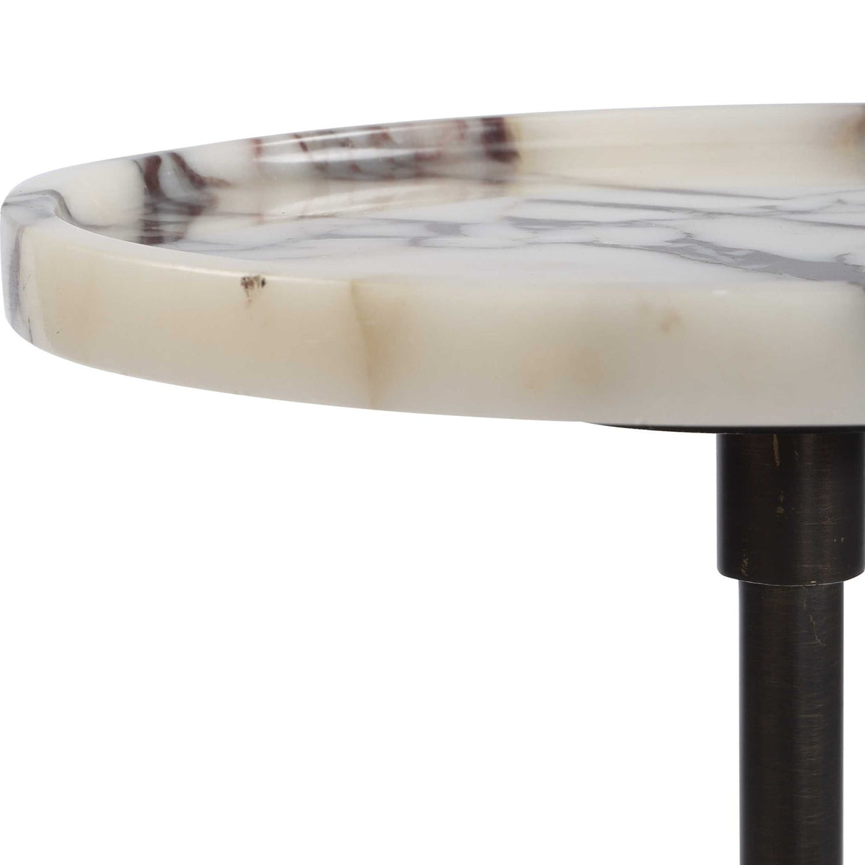 White Marble Round Drink Table by Uttermost Brunson, alternate view 4