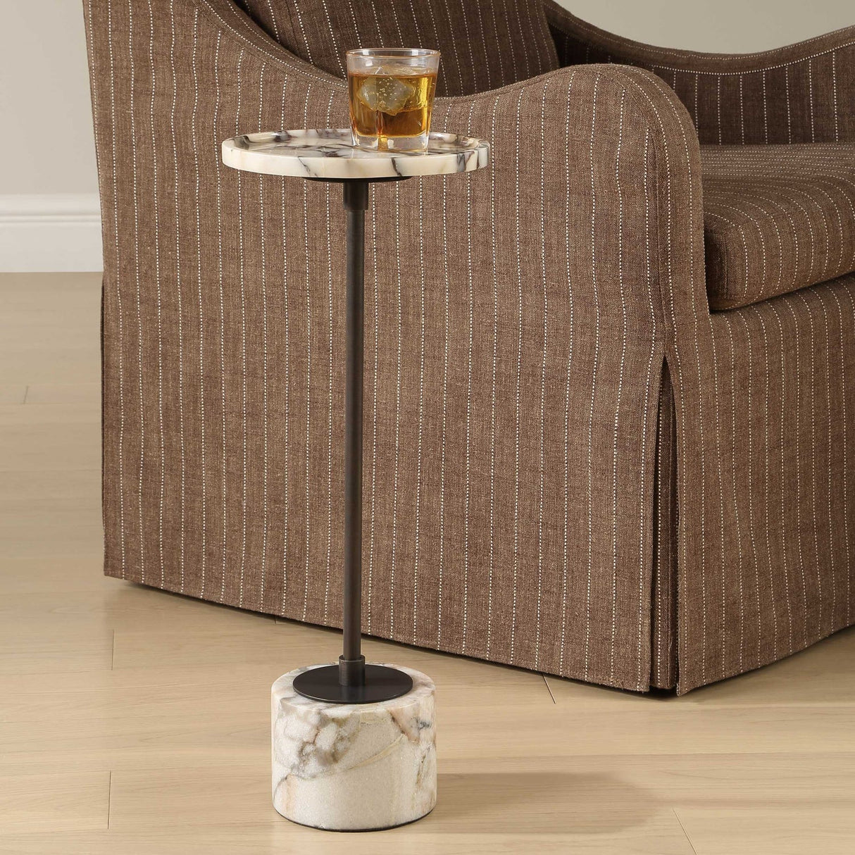 White Marble Round Drink Table by Uttermost Brunson, alternate view 7