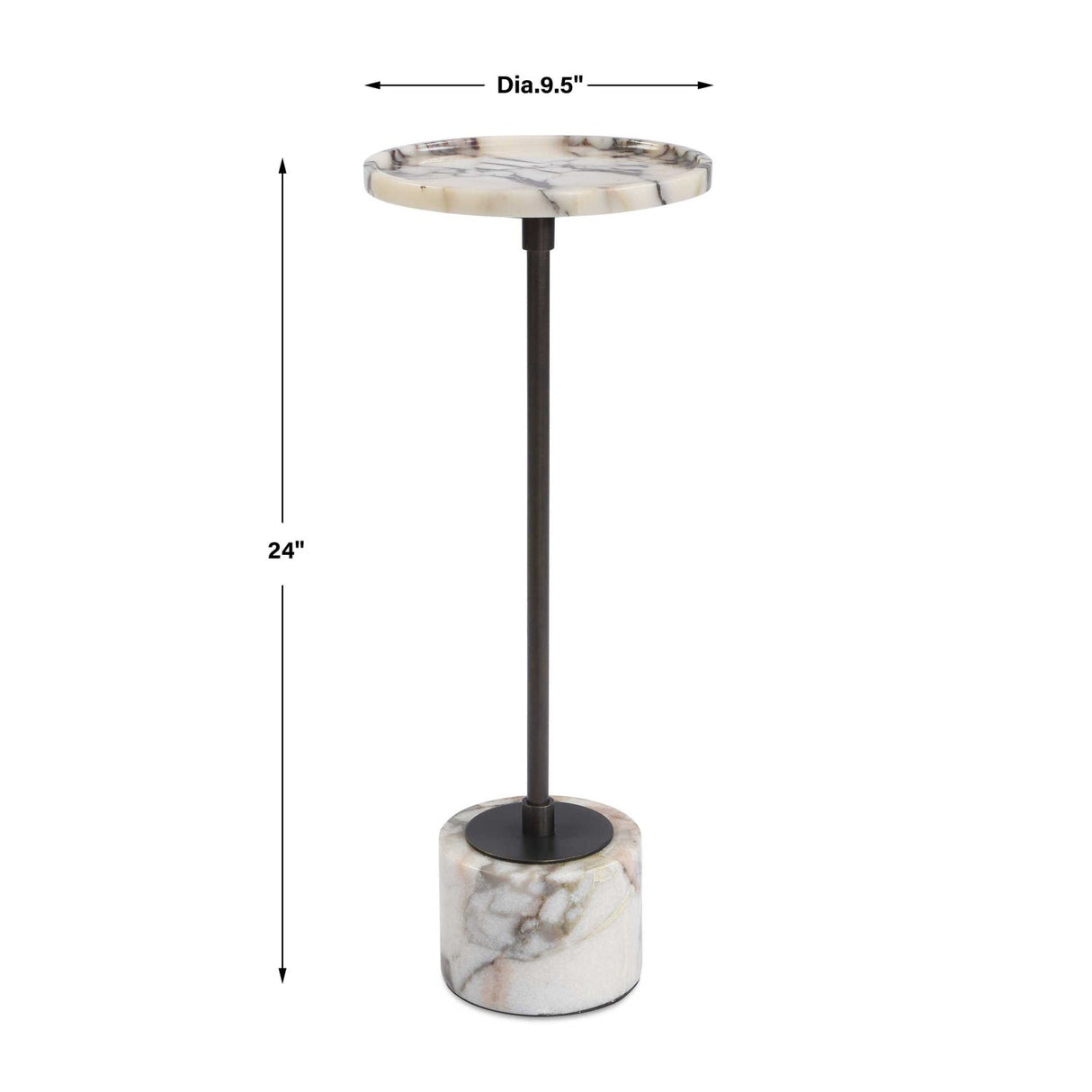 White Marble Round Drink Table by Uttermost Brunson, alternate view 8