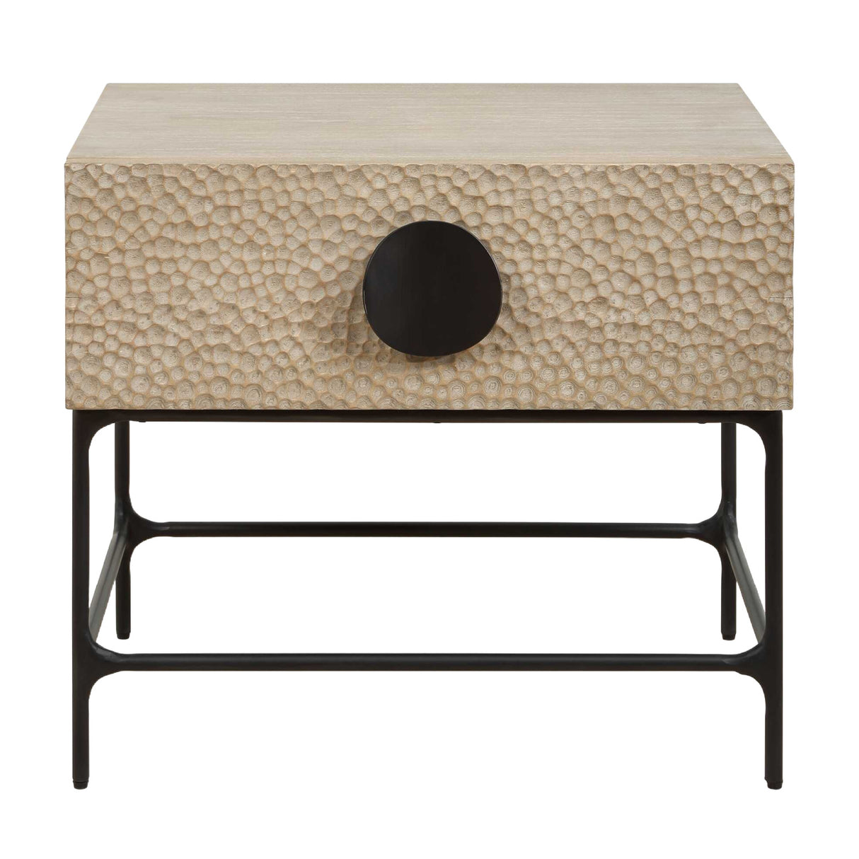 Modern European furniture - Carved Elm 1-Drawer Side Table - www.oroa.com