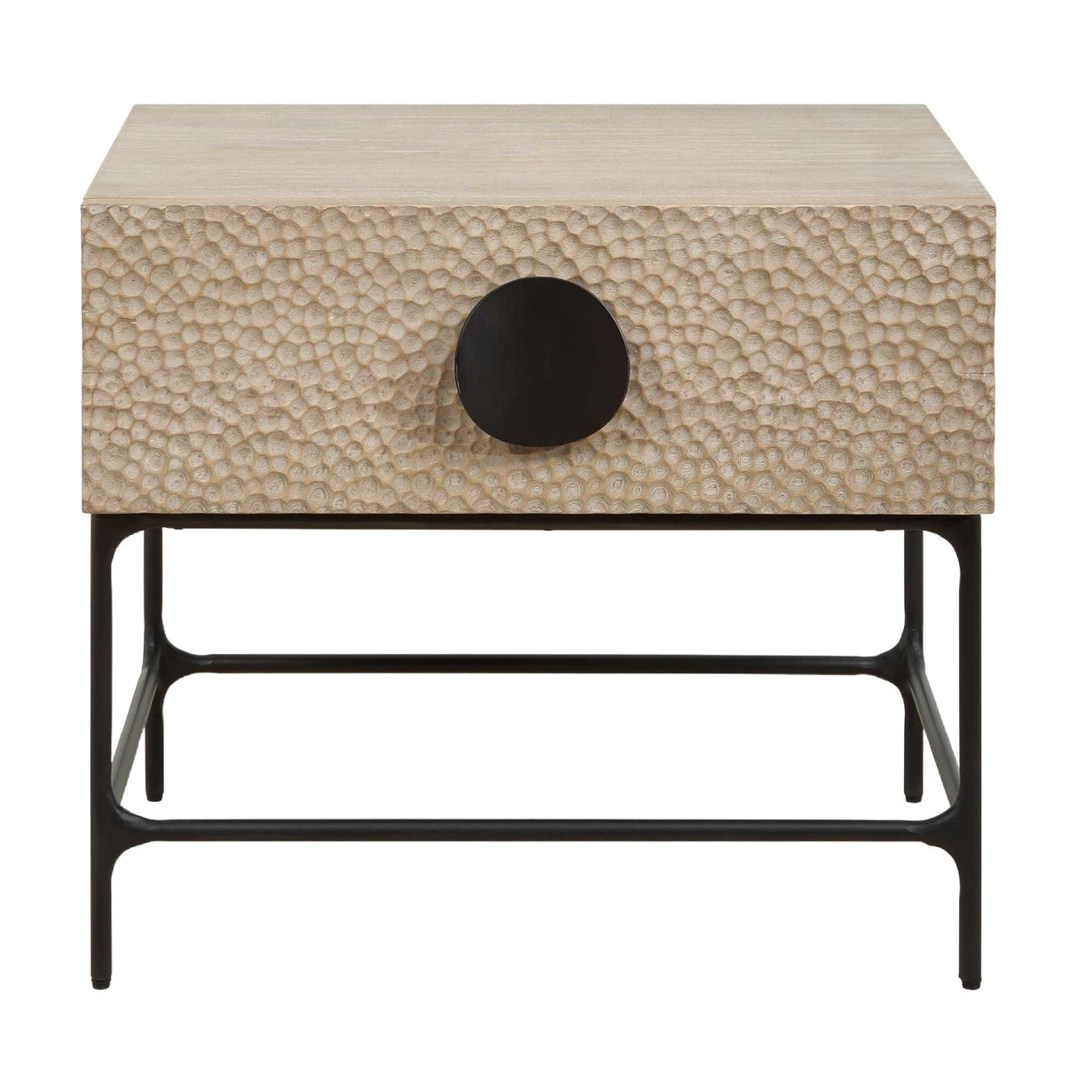Modern European furniture - Carved Elm 1-Drawer Side Table - www.oroa.com