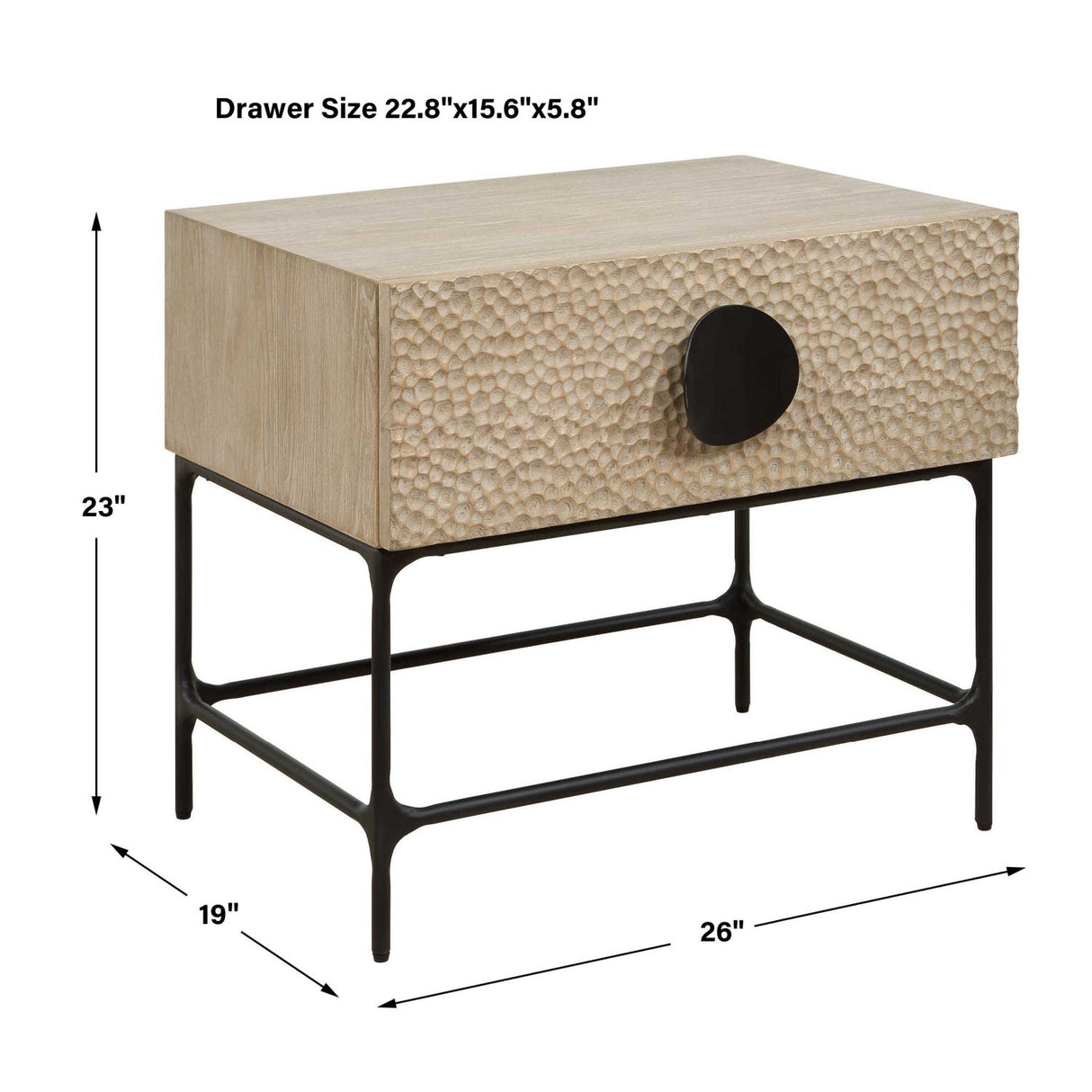 Modern European furniture - Carved Elm 1-Drawer Side Table - www.oroa.com