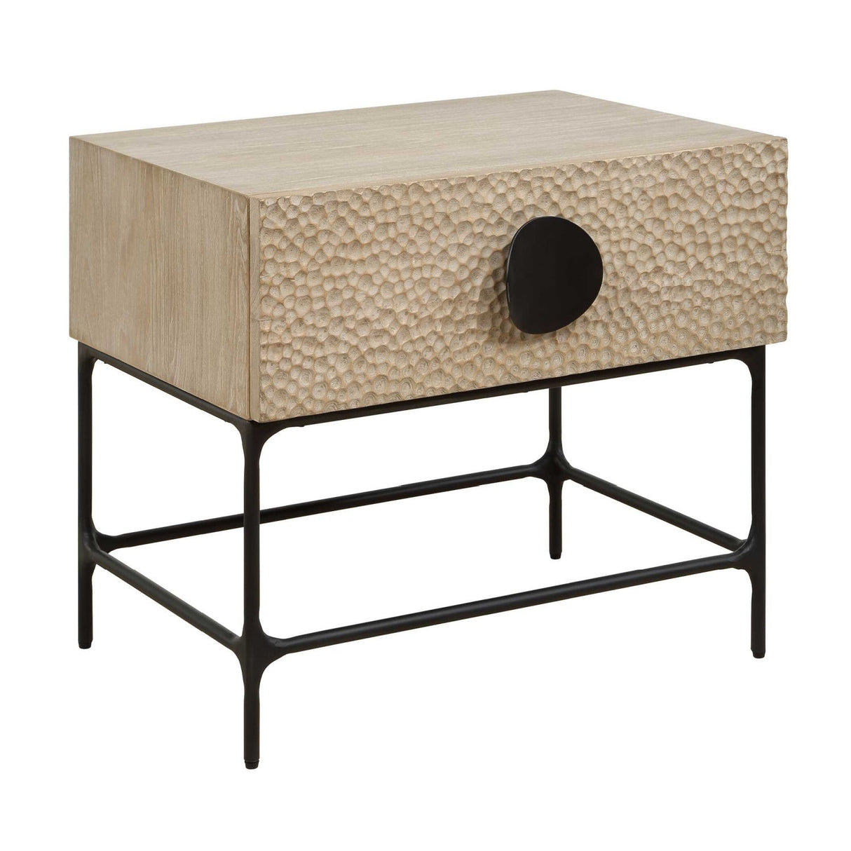 Modern European furniture - Carved Elm 1-Drawer Side Table - www.oroa.com