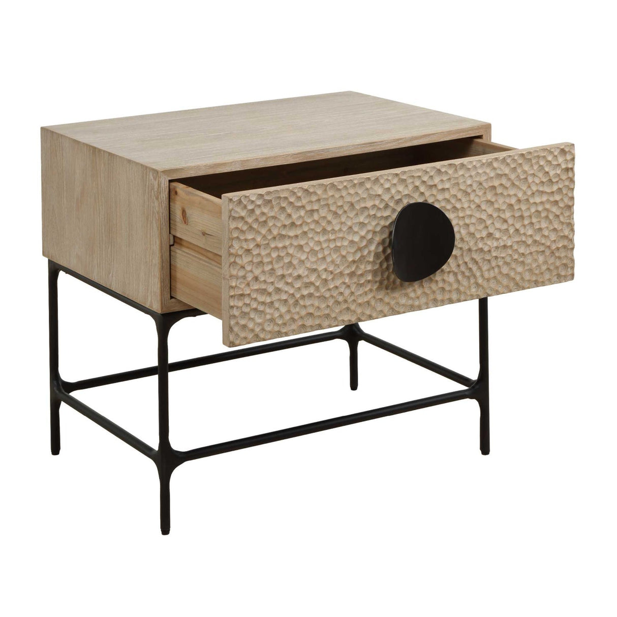 Modern European furniture - Carved Elm 1-Drawer Side Table - www.oroa.com