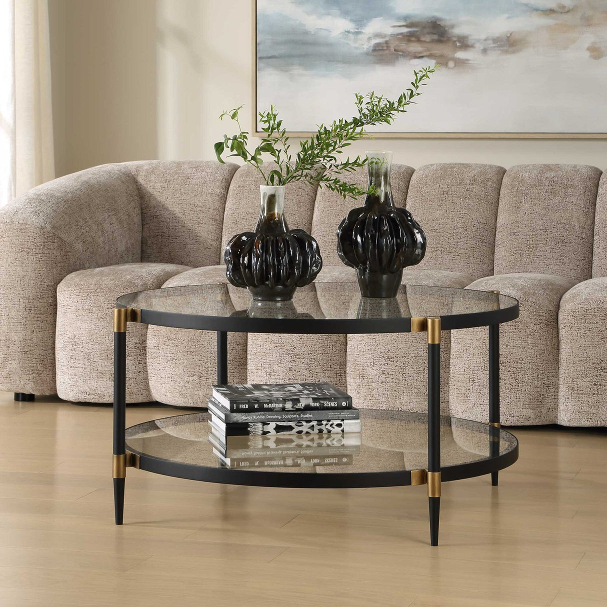 Round Tempered Glass Coffee Table by Uttermost Chadid, alternate view 7
