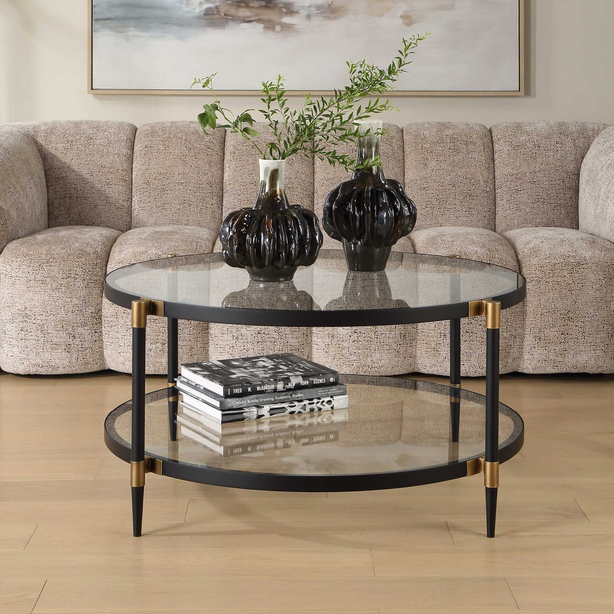 Round Tempered Glass Coffee Table by Uttermost Chadid, alternate view 9