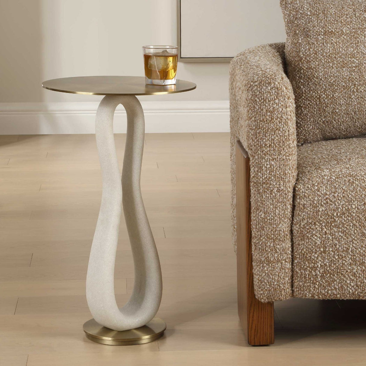 White Stone Hourglass Accent Table by Uttermost Sonia, alternate view 2