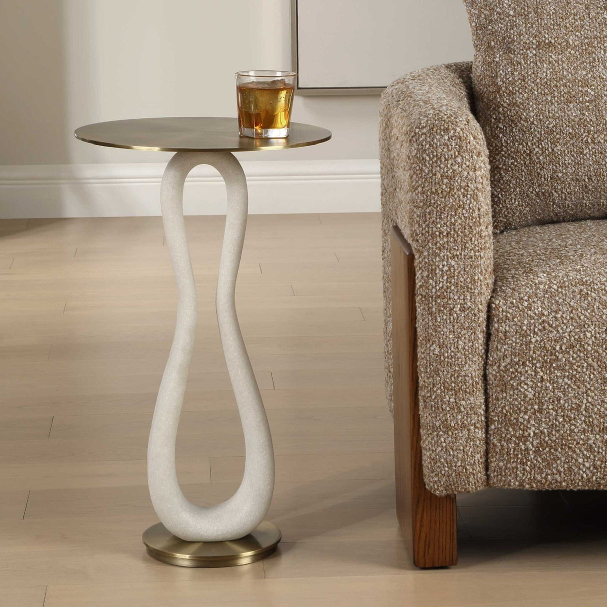 White Stone Hourglass Accent Table by Uttermost Sonia, alternate view 8