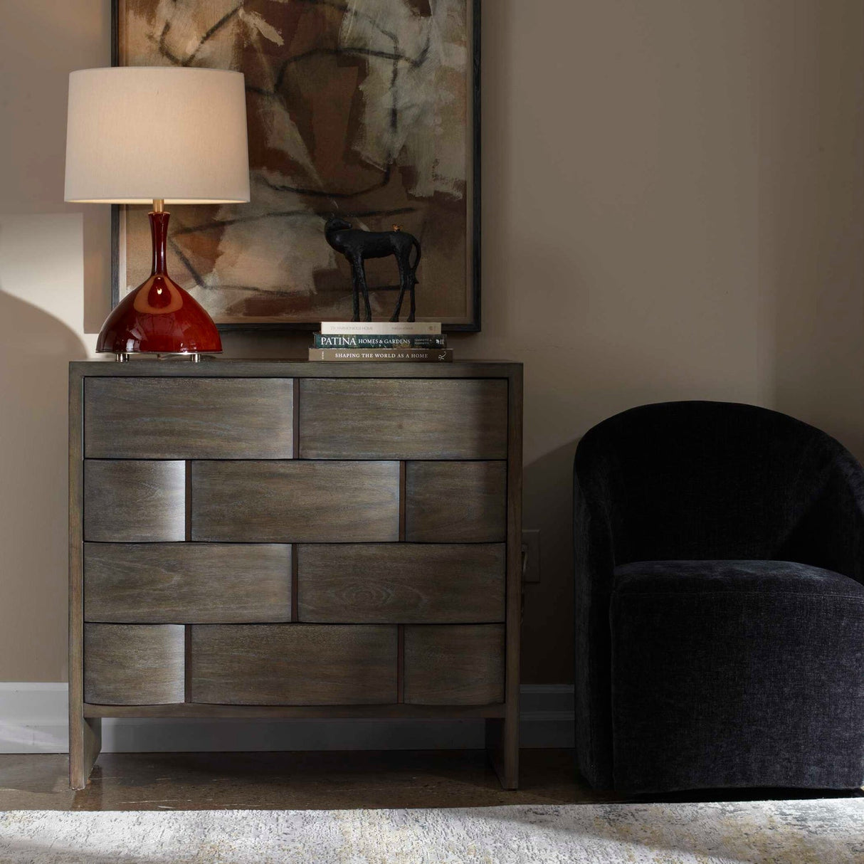 Brown Wooden 4-Drawer Chest by Uttermost Lydon, alternate view 2