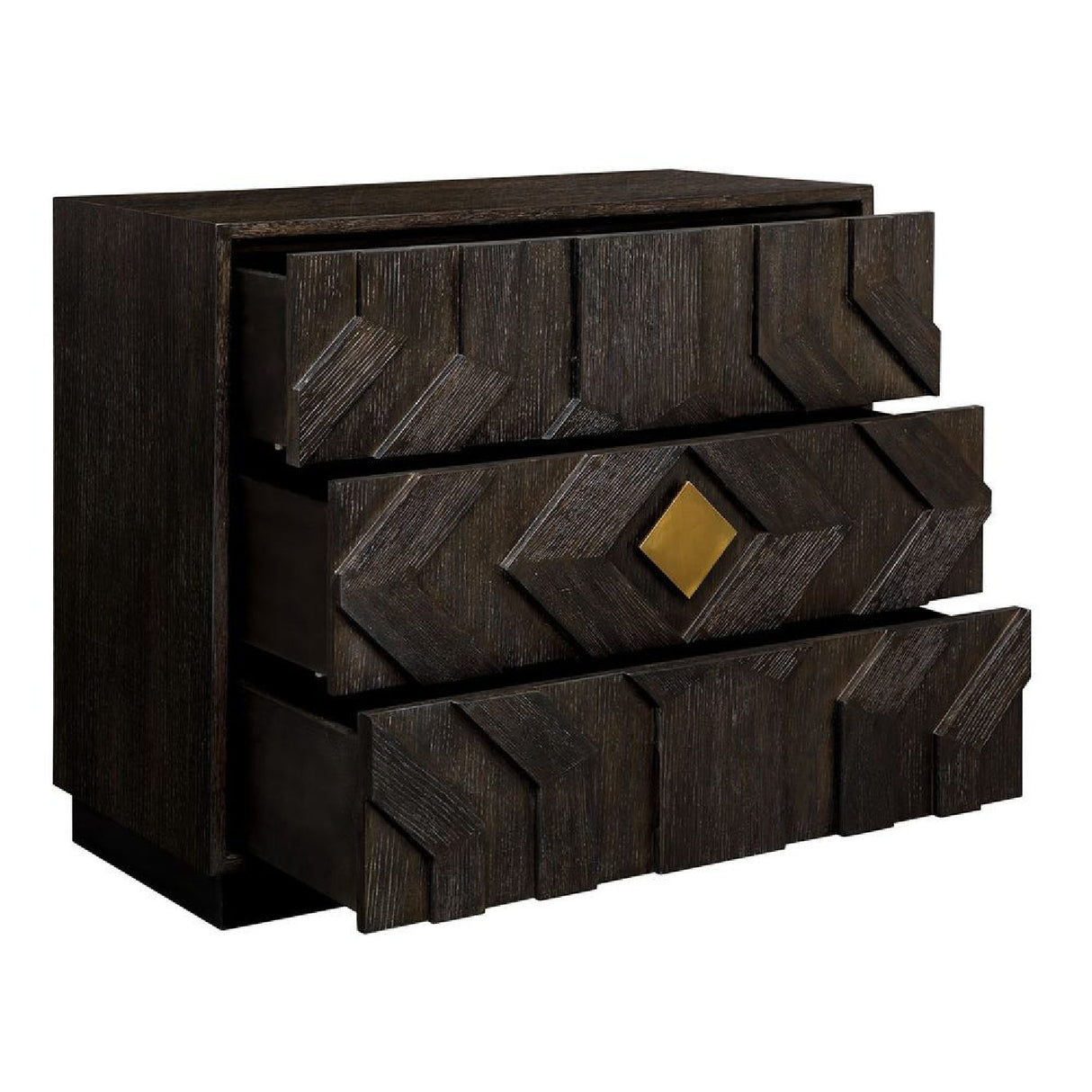 Black Oak Chevron 3-Drawer Chest | Oroa.com