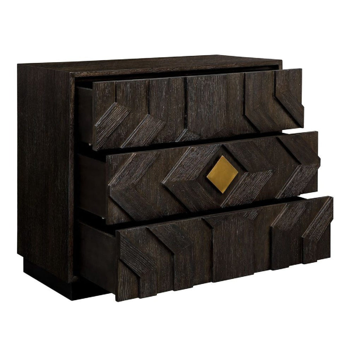 Black Oak Chevron 3-Drawer Chest by Uttermost Faulkner, alternate view 4