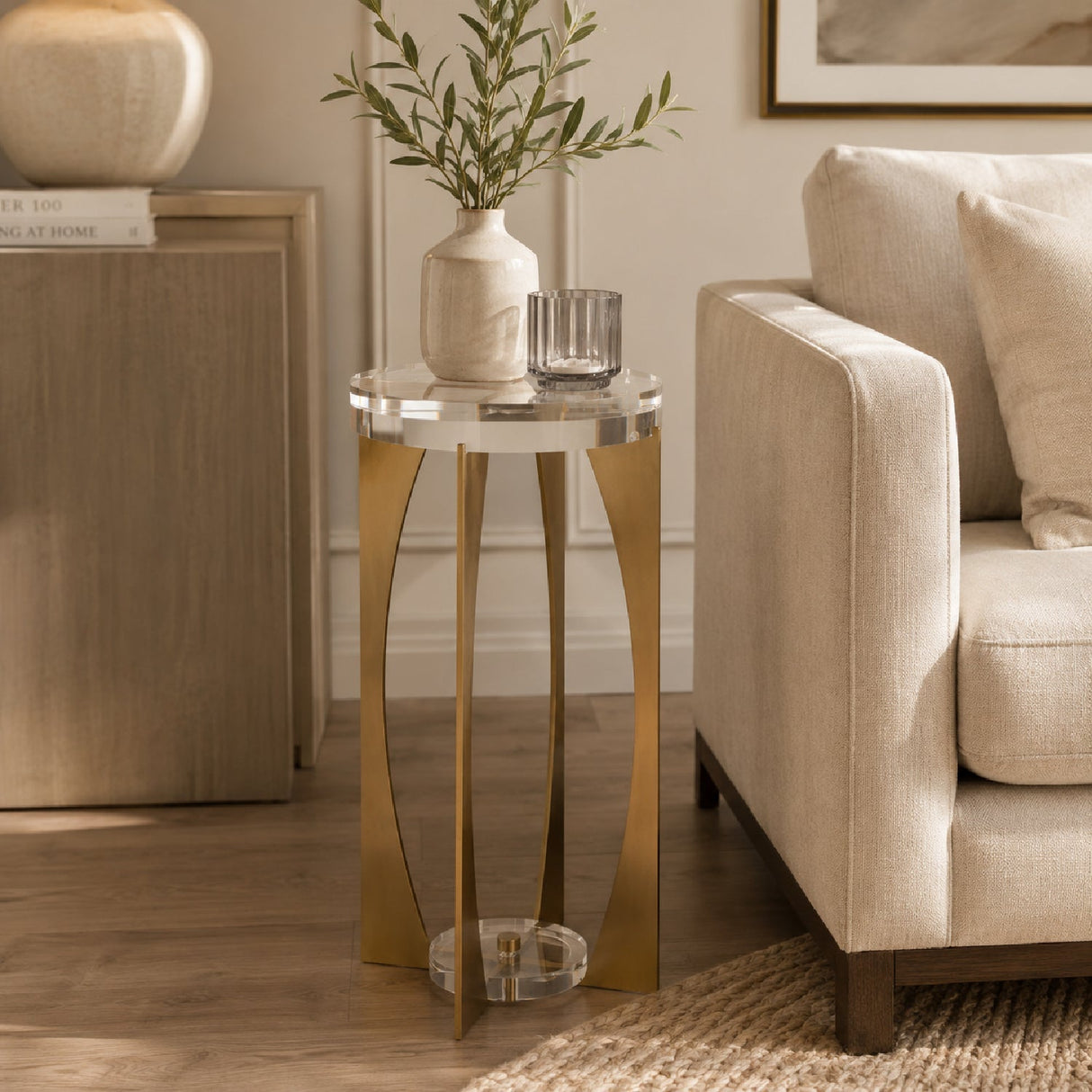 Brass Open-Frame Crystal Accent Table by Uttermost Kolkata, alternate view 2