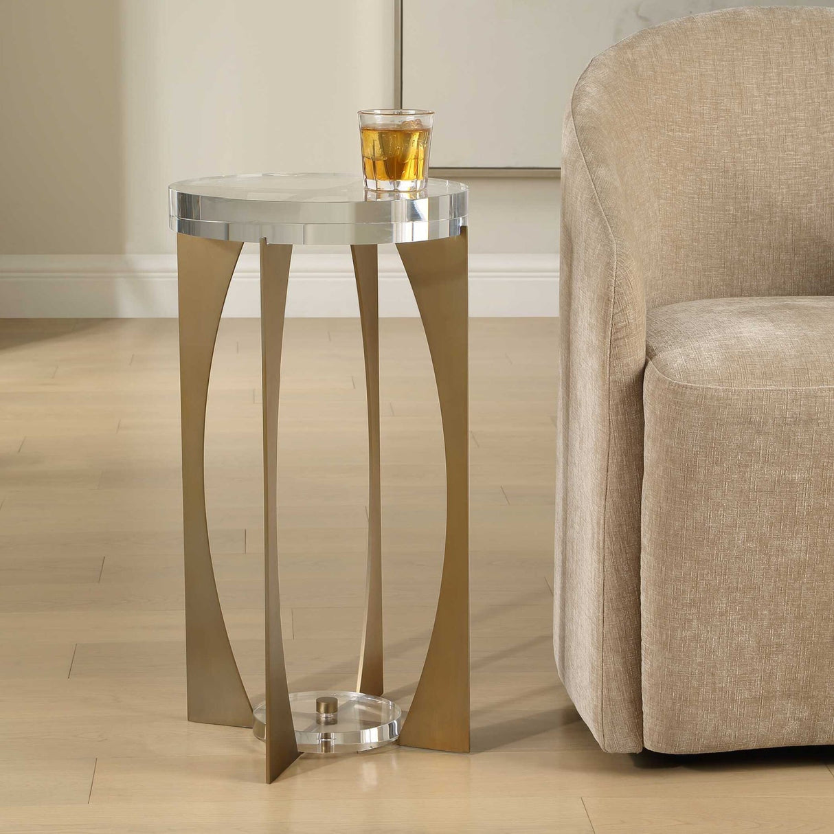 Brass Open-Frame Crystal Accent Table by Uttermost Kolkata, alternate view 6