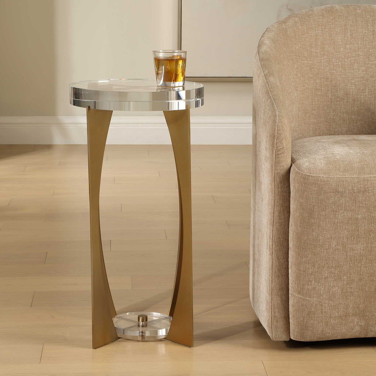 Brass Open-Frame Crystal Accent Table by Uttermost Kolkata, alternate view 7