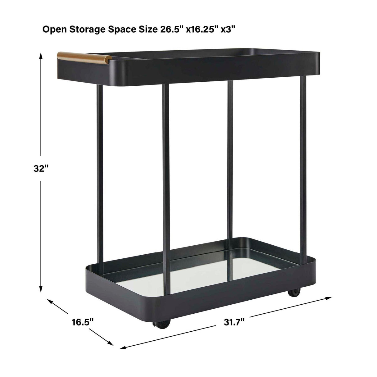 Modern European furniture - Black Iron Framed Bar Cart - www.oroa.com