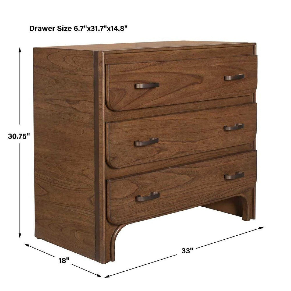 Rustic Wooden 3-Drawer Chest by Uttermost McKagan, alternate view 9