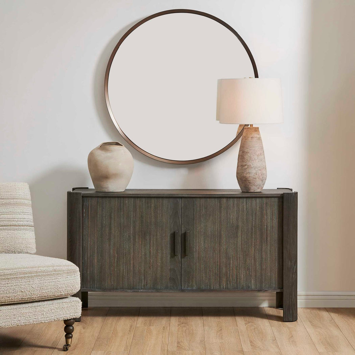 Gray Wooden Sliding Door Cabinet by Uttermost Drury, alternate view 2