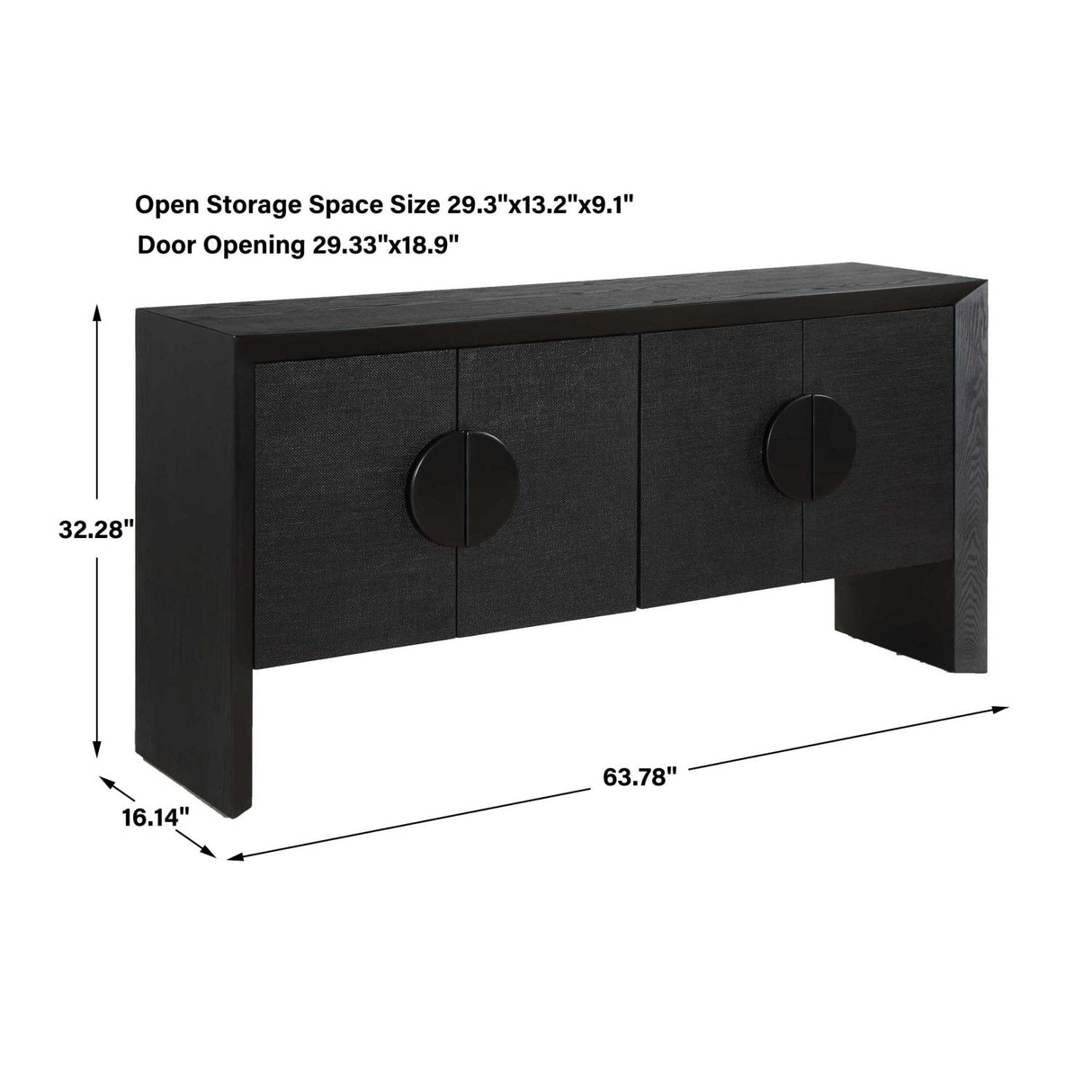 Black Grasscloth 4-Door Cabinet by Uttermost Williams, alternate view 13