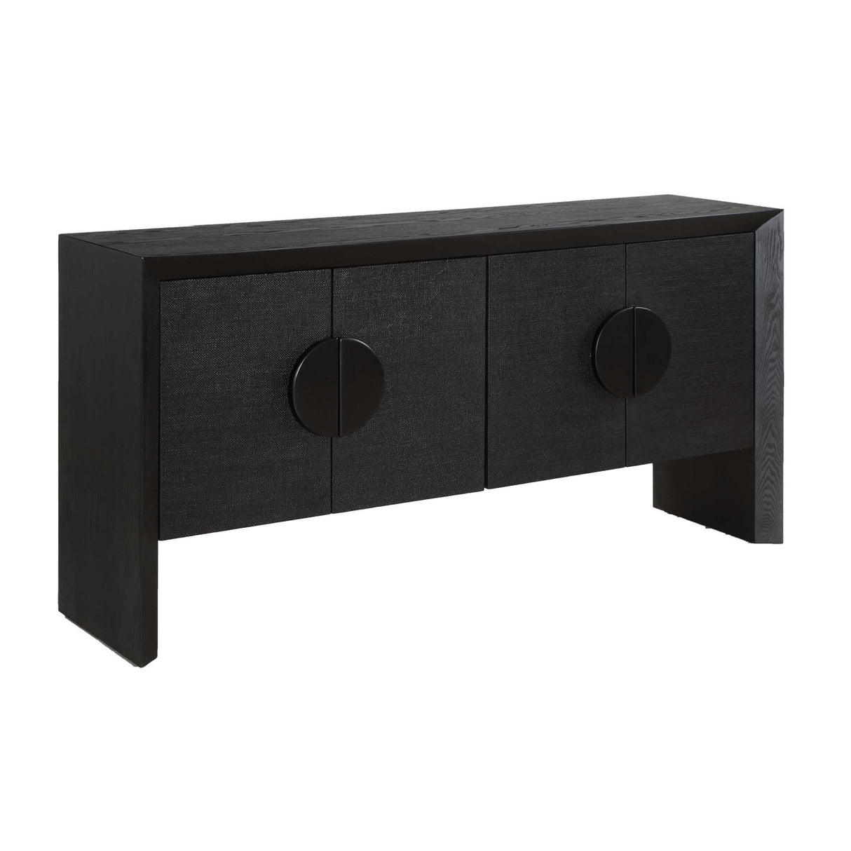 Black Grasscloth 4-Door Cabinet | Oroa.com