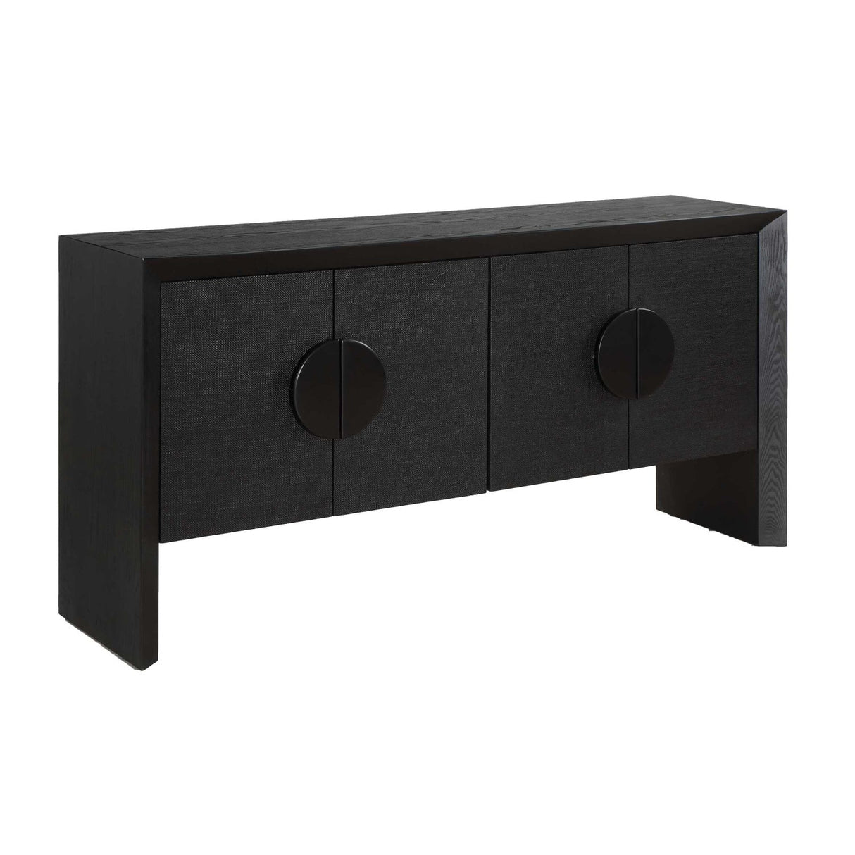 Black Grasscloth 4-Door Cabinet by Uttermost Williams, alternate view 3