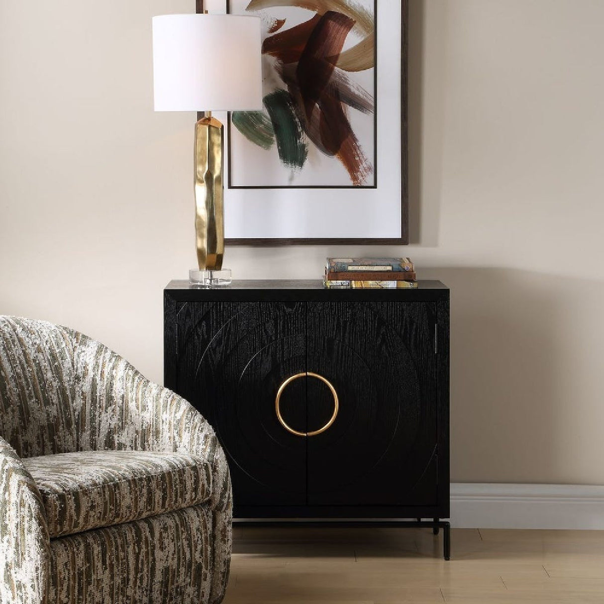 Black Fir Wood 2-Door Cabinet by Uttermost Briseis, alternate view 2