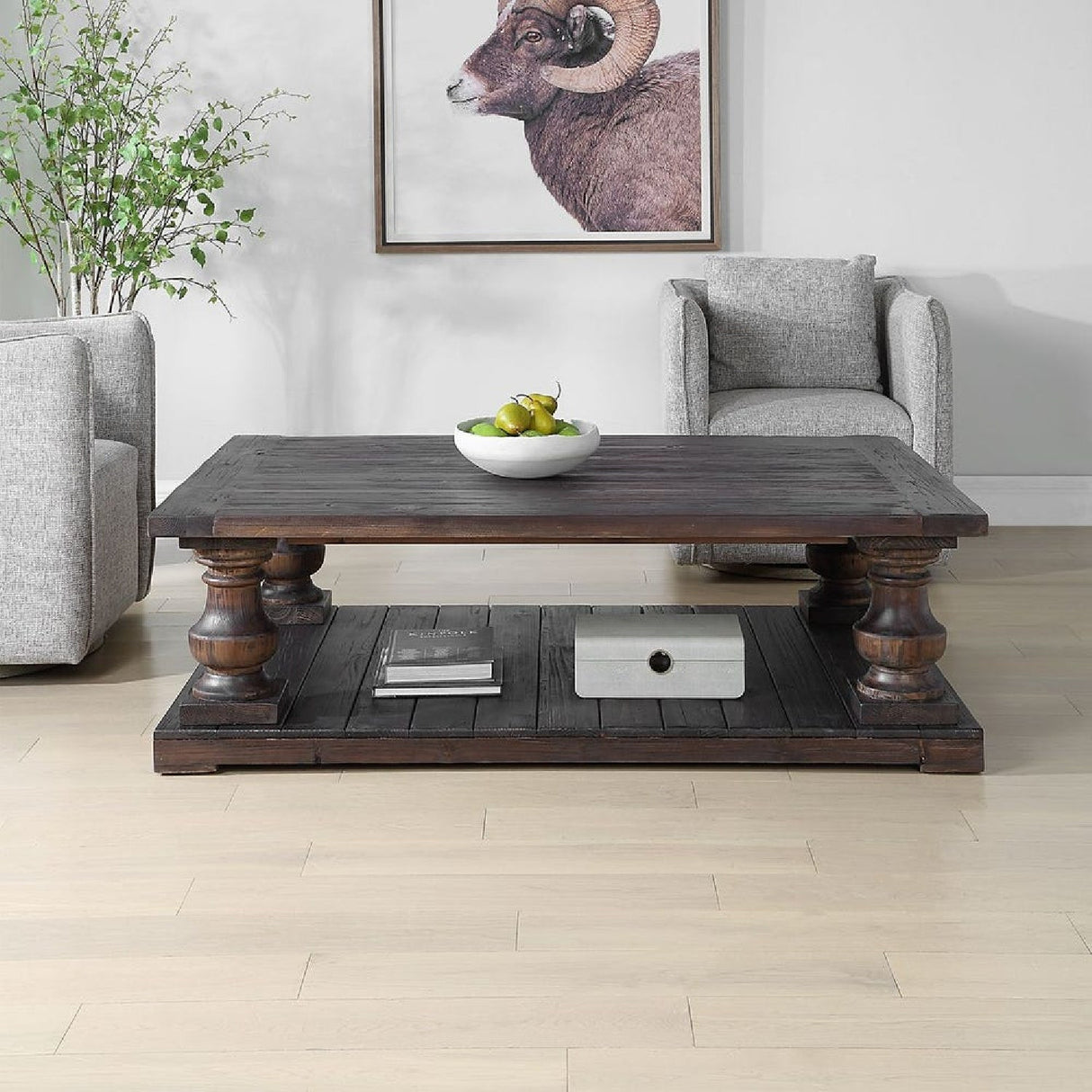 Dark Fir Wood Coffee Table by Uttermost Stratford, alternate view 7