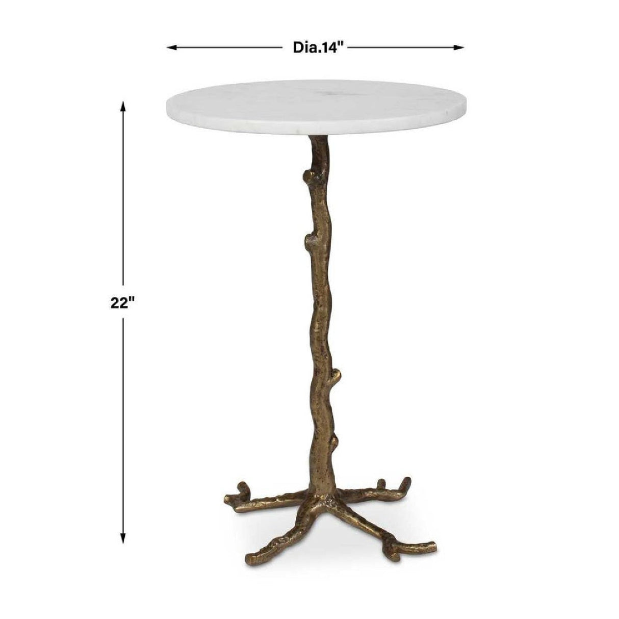 Round White Marble Accent Table by Uttermost Calais, alternate view 8