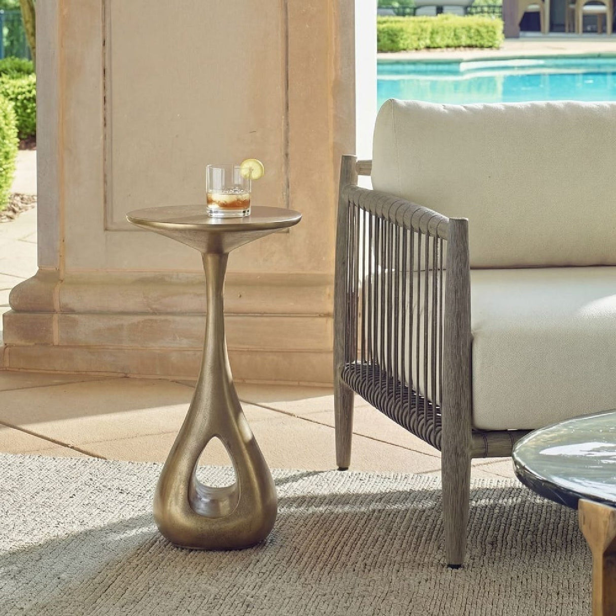 Antique Brass Indoor/Outdoor Accent Table by Uttermost Tolstoy, alternate view 2