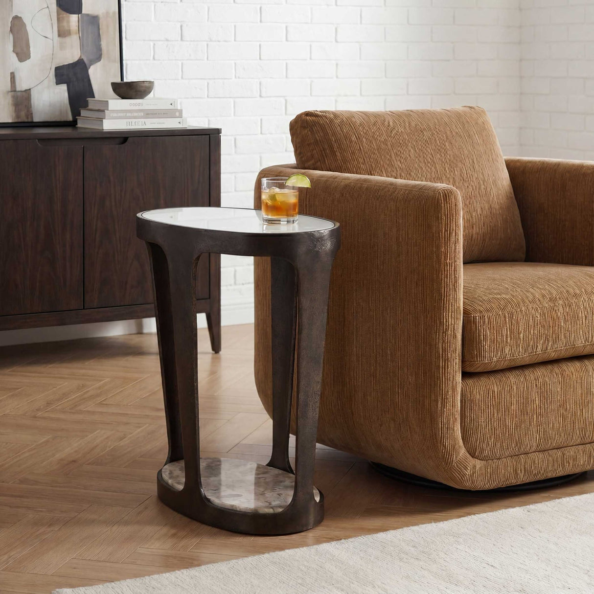 Bronze Framed Glass Accent Table by Uttermost Coronado, alternate view 2