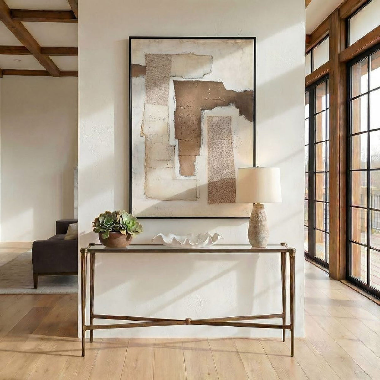 Antique Brass Framed Console Table by Uttermost Amara, alternate view 2