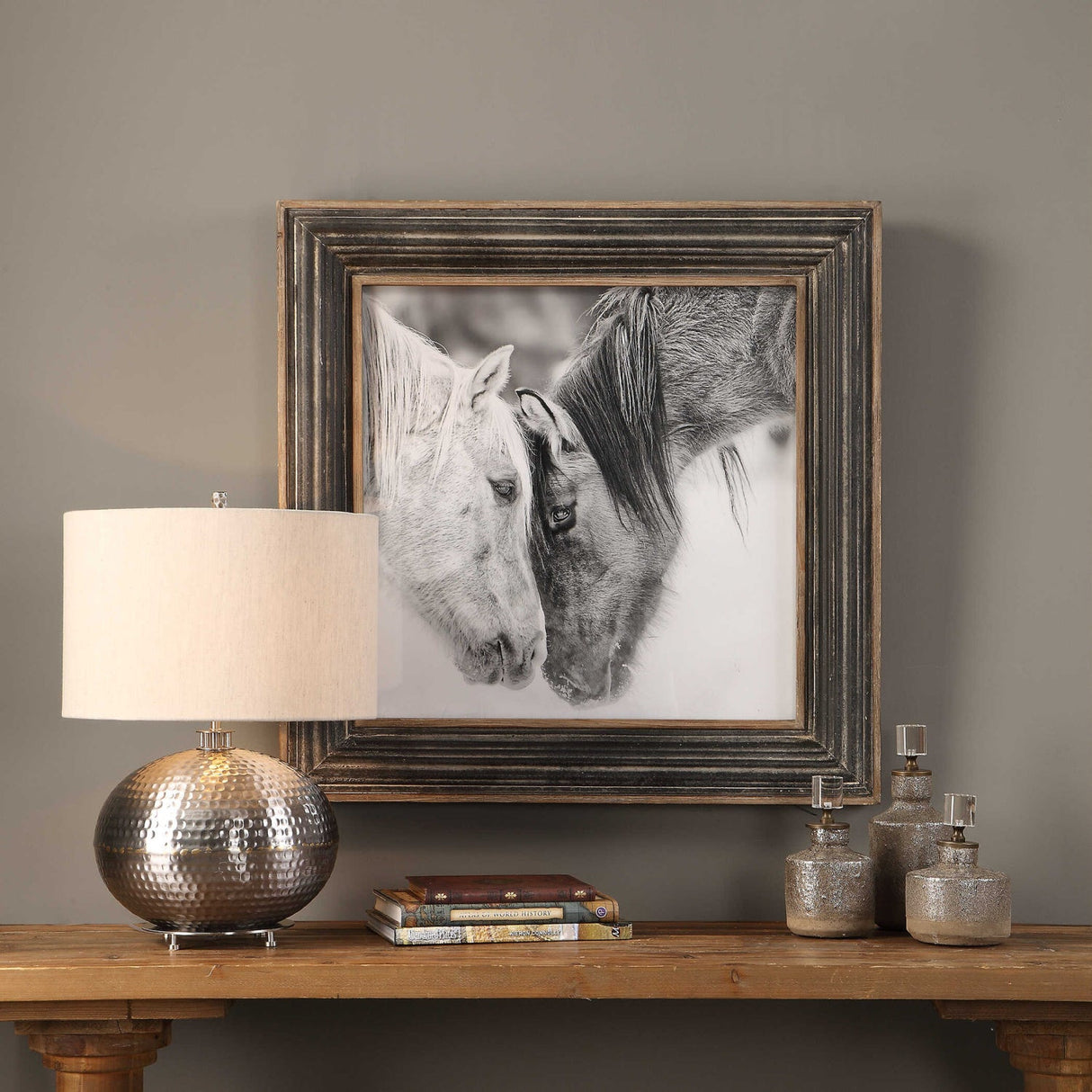 Modern European furniture - Black & White Horses Art Print - www.oroa.com