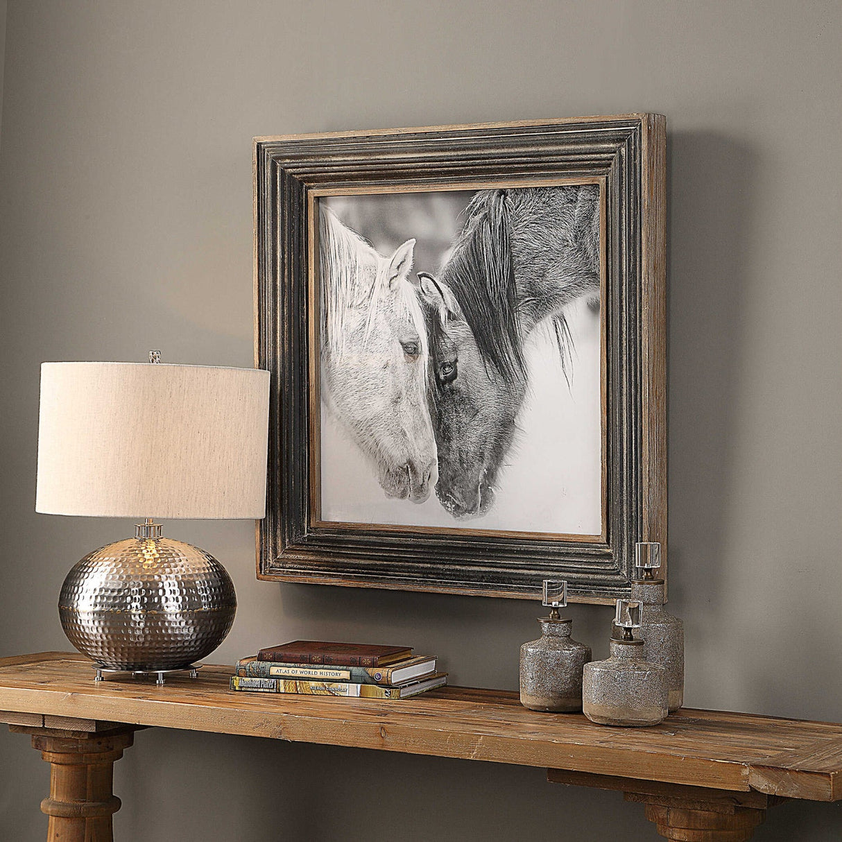 Modern European furniture - Black & White Horses Art Print - www.oroa.com