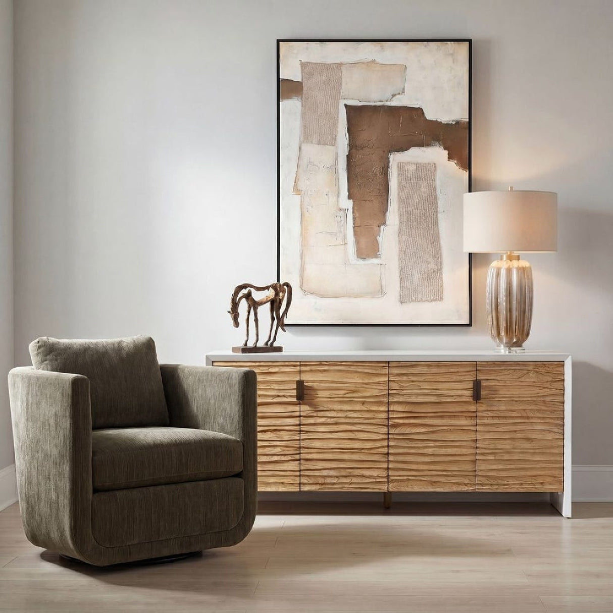 Carved Mindi Wood 4-Door Cabinet by Uttermost Brinson, alternate view 2