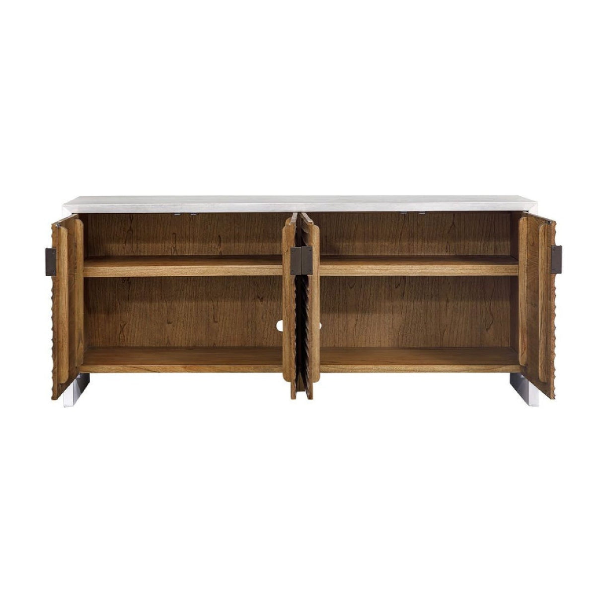Carved Mindi Wood 4-Door Cabinet by Uttermost Brinson, alternate view 3