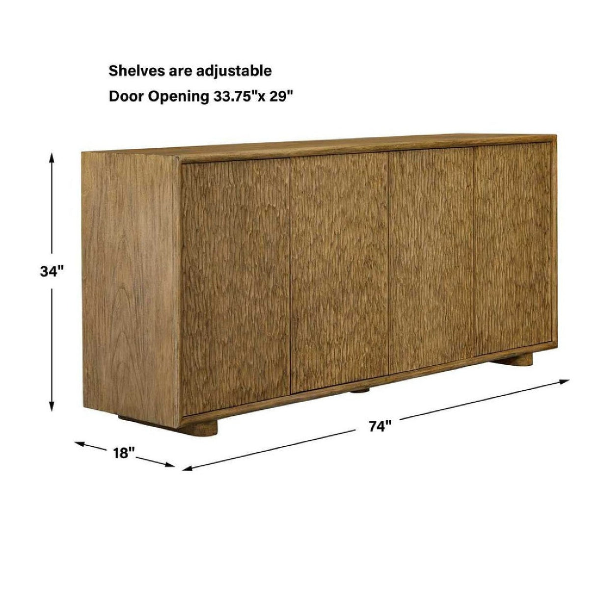 Natural Mindi Wood 4-Door Cabinet by Uttermost Stevenson, alternate view 10