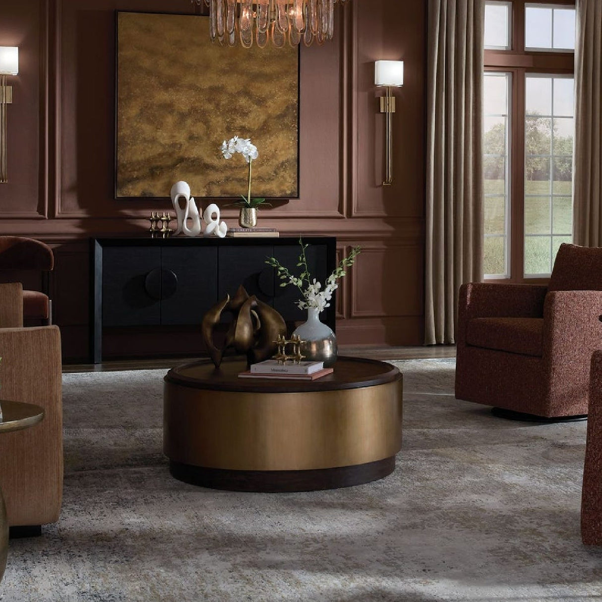 Mappa Burl Round Coffee Table by Uttermost Parrish, alternate view 5