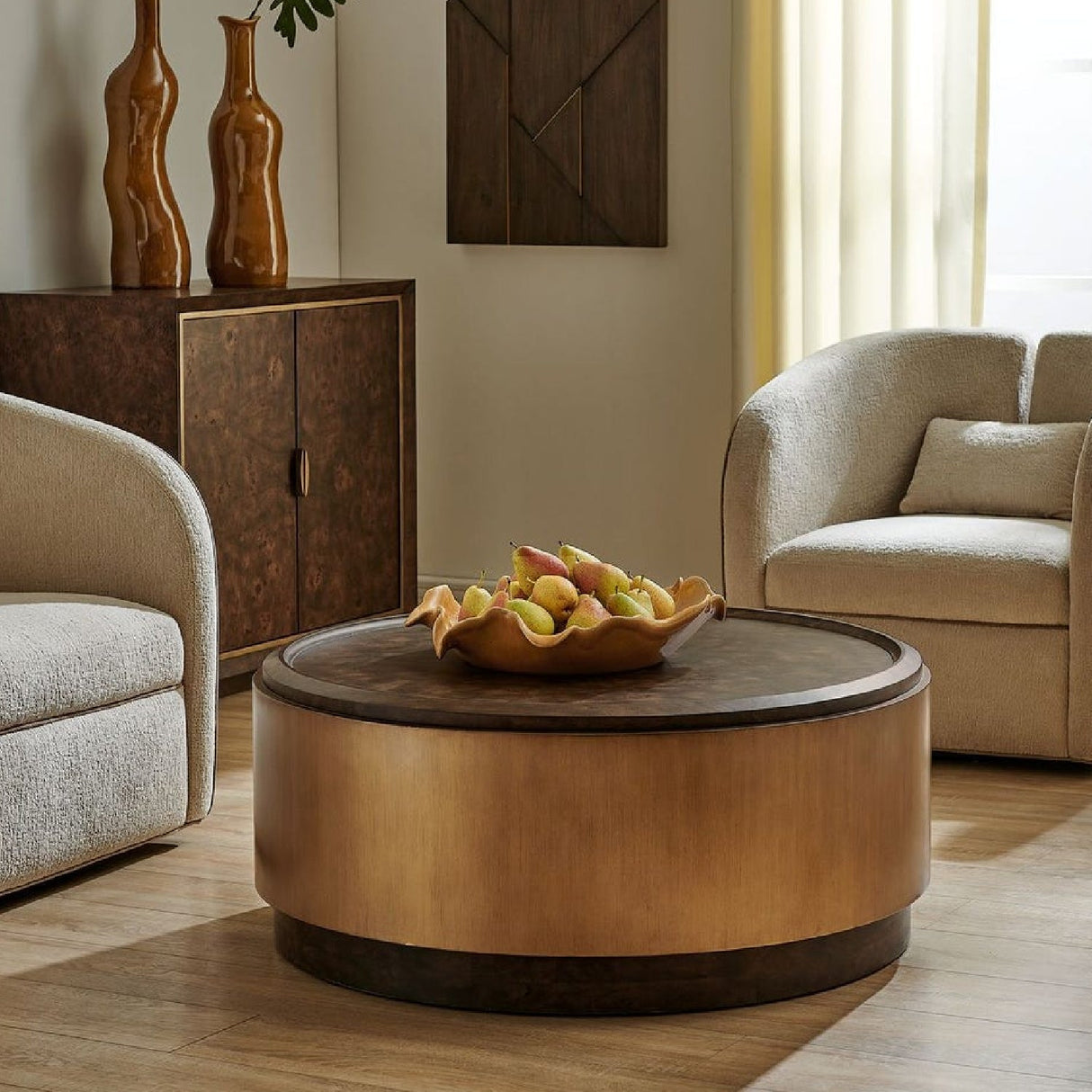 Mappa Burl Round Coffee Table by Uttermost Parrish, alternate view 2
