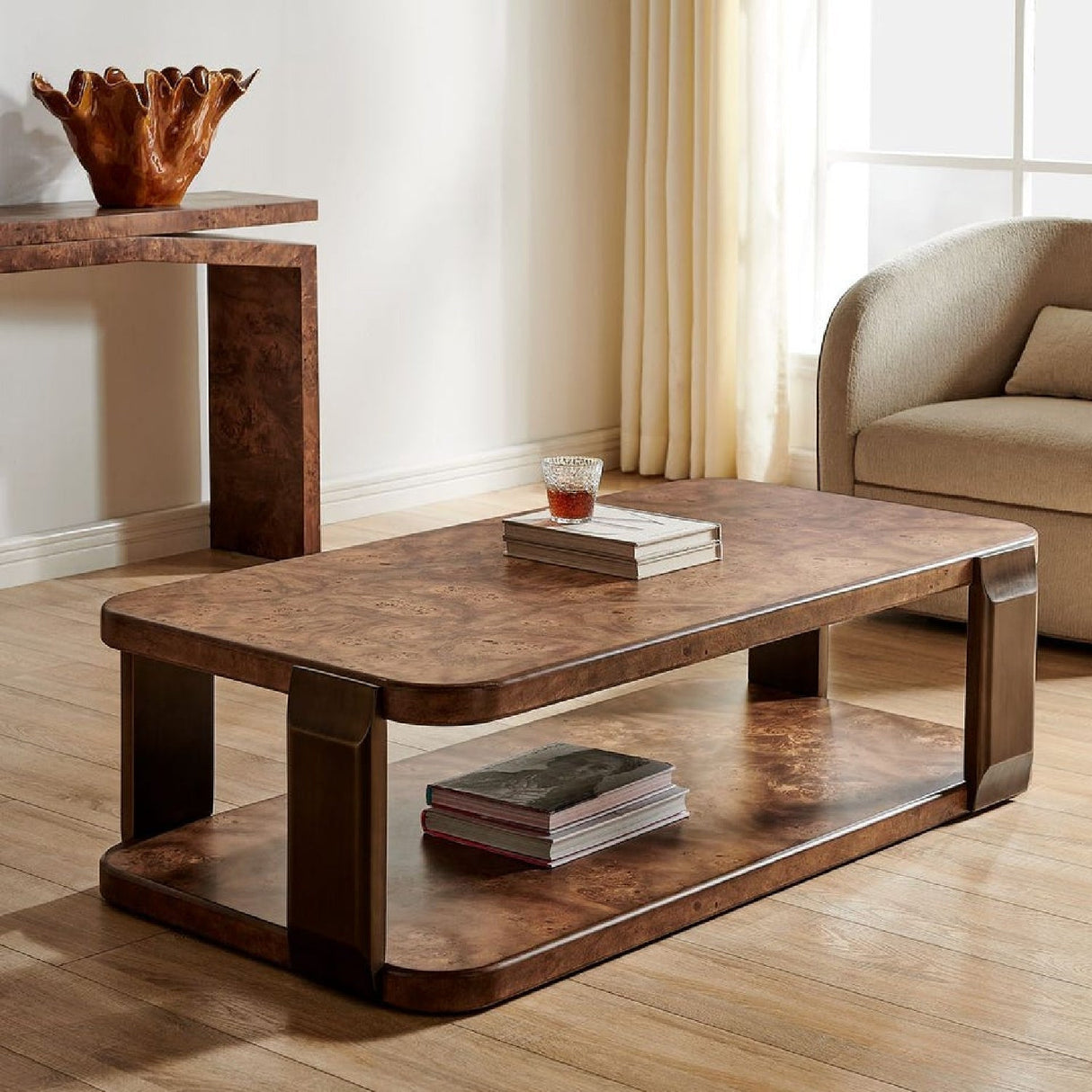 Mappa Burl Rectangular Coffee Table by Uttermost Vance, alternate view 2